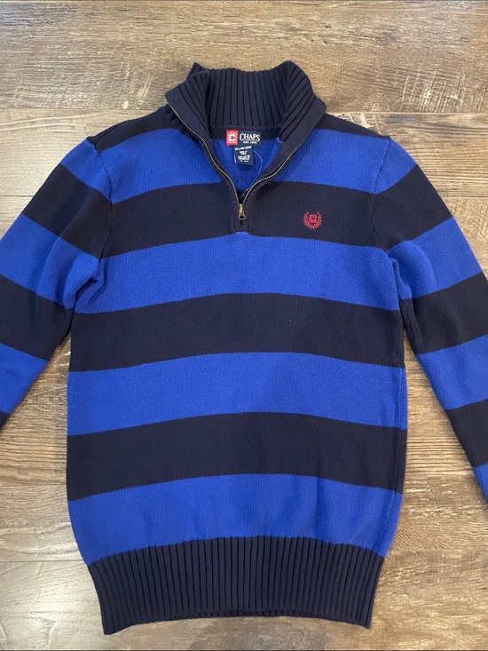 Chaps Other - Chaps Boys Royal Blue and Navy Striped Half-Zip Sweater Size XL
